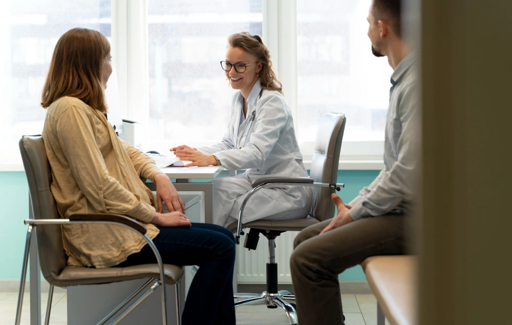 Primary care physician discussing a proactive health plan with a patient couple during a preventive care consultation in Tampa Florida